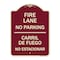 Signmission Fire Lane No Parking Carril De Fuege No Esta Conar Heavy-Gauge Alum Sign, 24" x 18", BU-1824-23981 A-DES-BU-1824-23981 - alternate 1